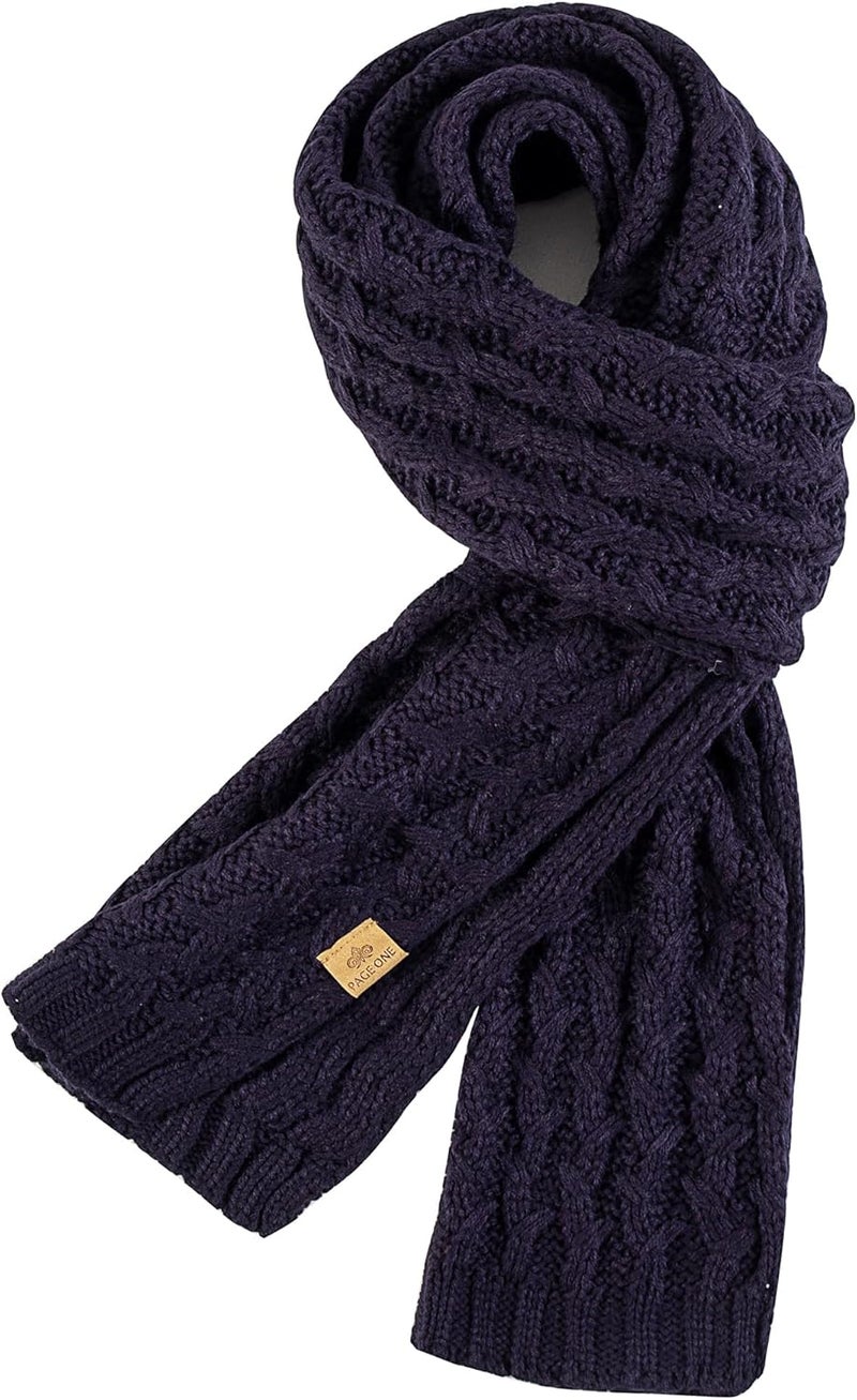 PAGE ONE Women's Ribbed Knit Scarf Winter Warm Long Big Wrap Cashmere Wool Thick Large Chunky Scarf for Women - Image 1